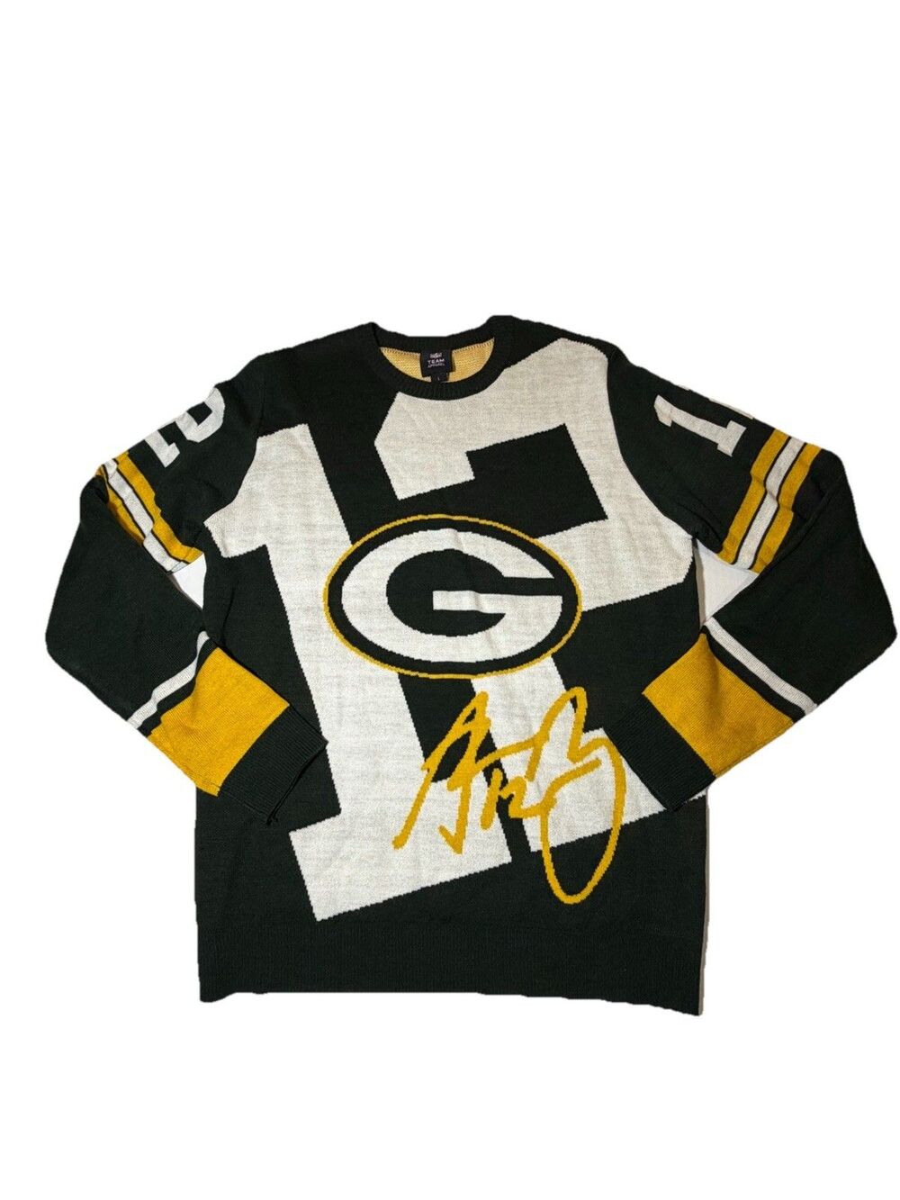 NFL Team Apparel Packers Aaron Rodgers 12 Loud Sweater Mens L Green Bay Knit